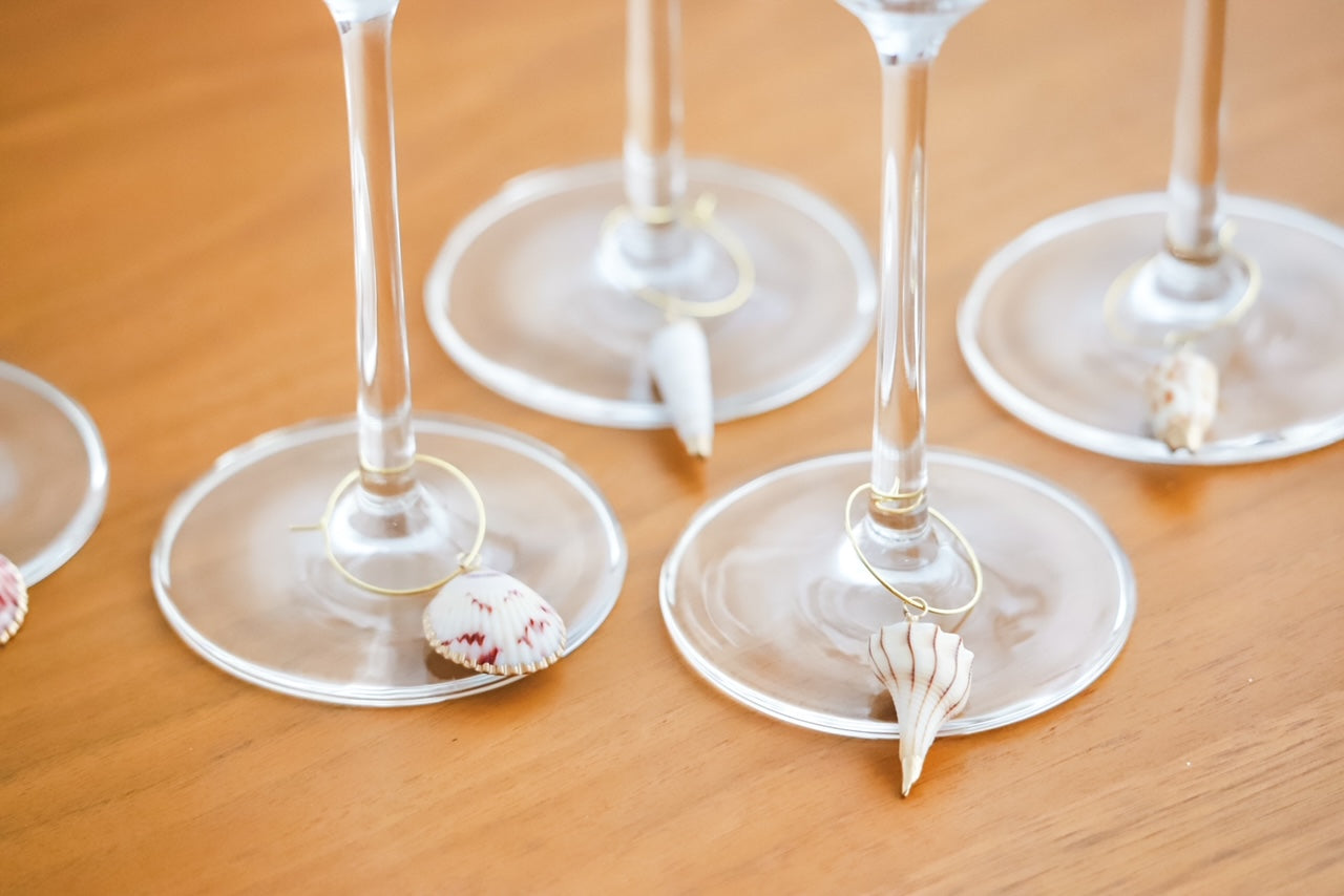 Gilded Seashell Wine Charm Set