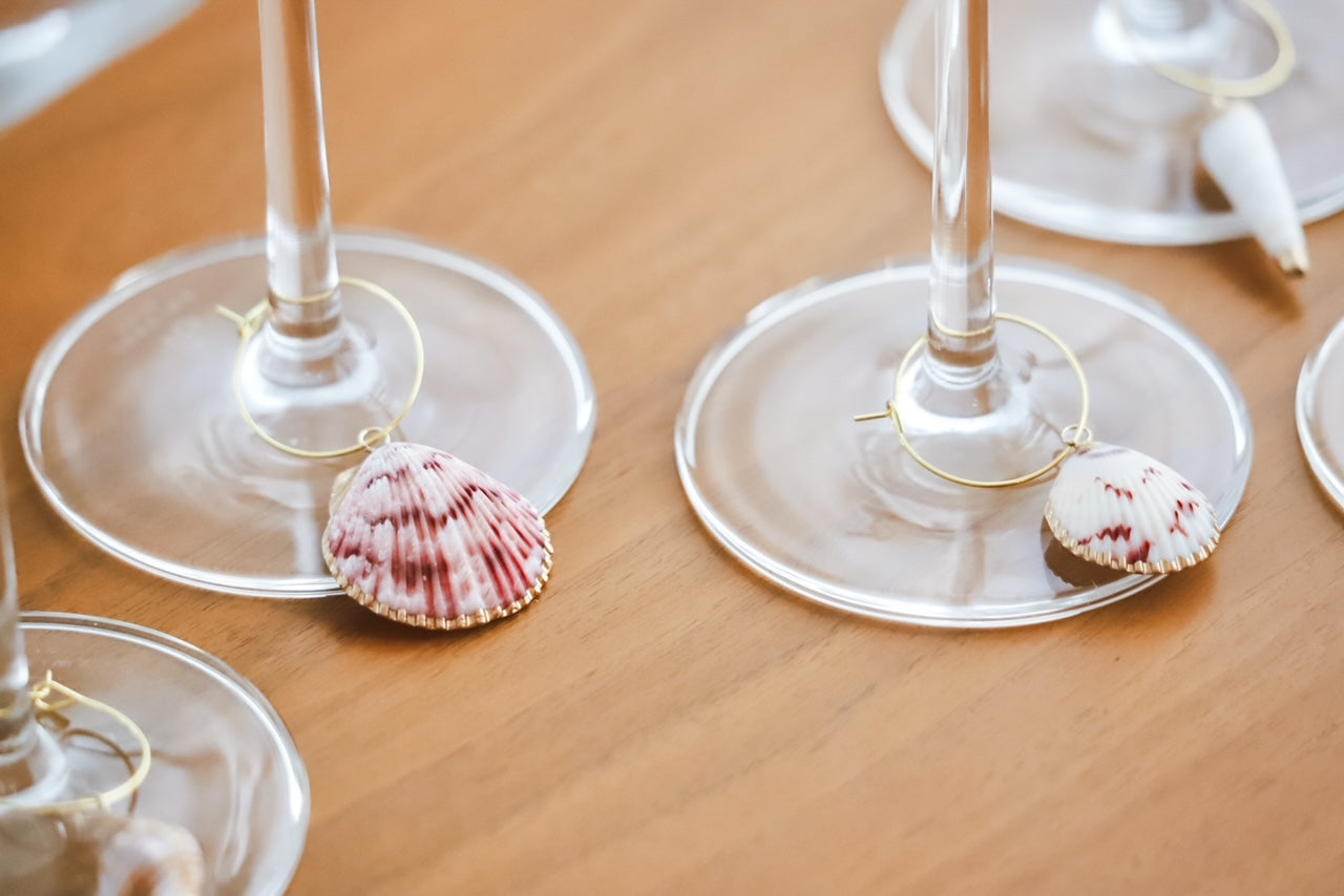 Gilded Seashell Wine Charm Set