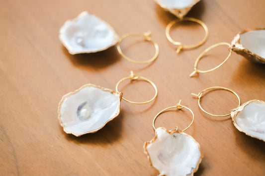 Gilded Mini Oyster Wine Charm Set - Pearl Edition