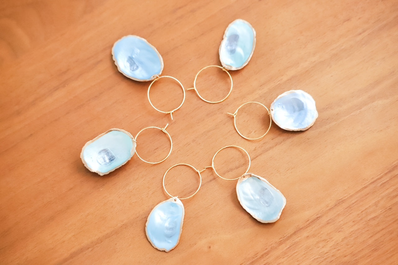 Gilded Mini Oyster Wine Charm Set - Ocean Edition