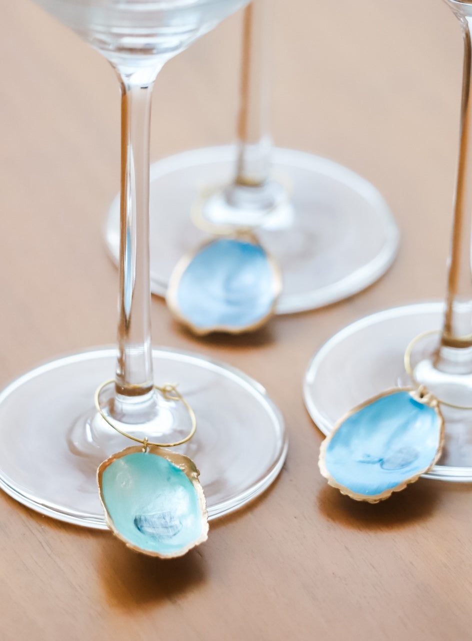 Gilded Mini Oyster Wine Charm Set - Ocean Edition