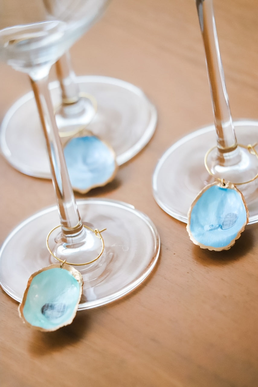 Gilded Mini Oyster Wine Charm Set - Ocean Edition