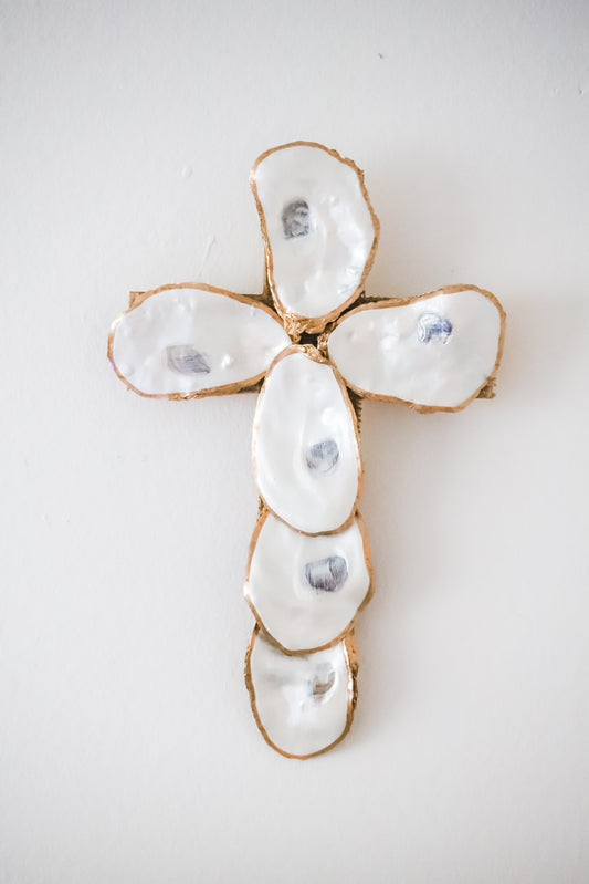 Gilded Pearl Oyster Cross