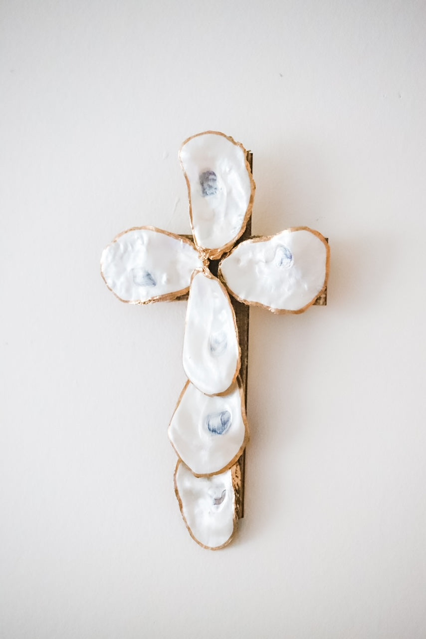 Gilded Pearl Oyster Cross