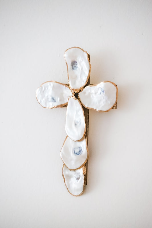 Gilded Pearl Oyster Cross