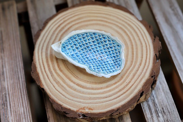 Hand Painted Blue Scales Trinket Dish