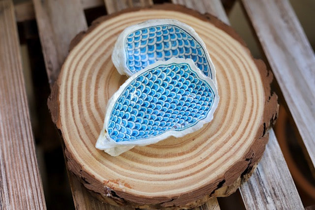 Hand Painted Blue Scales Trinket Dish