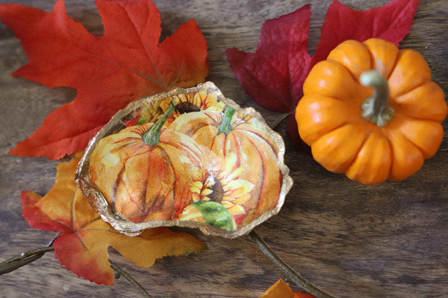 Floral Pumpkins Trinket Dish