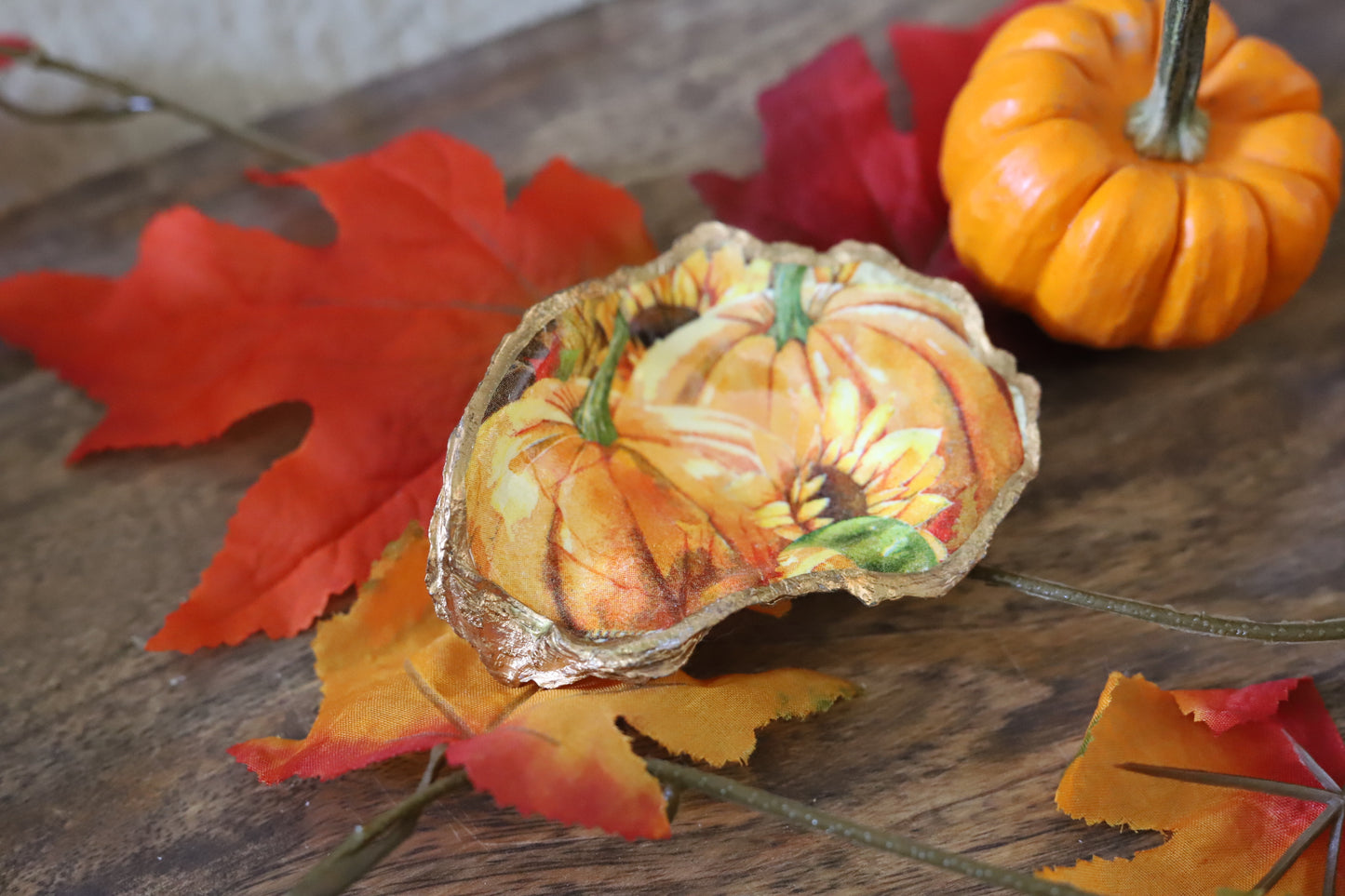 Floral Pumpkins Trinket Dish