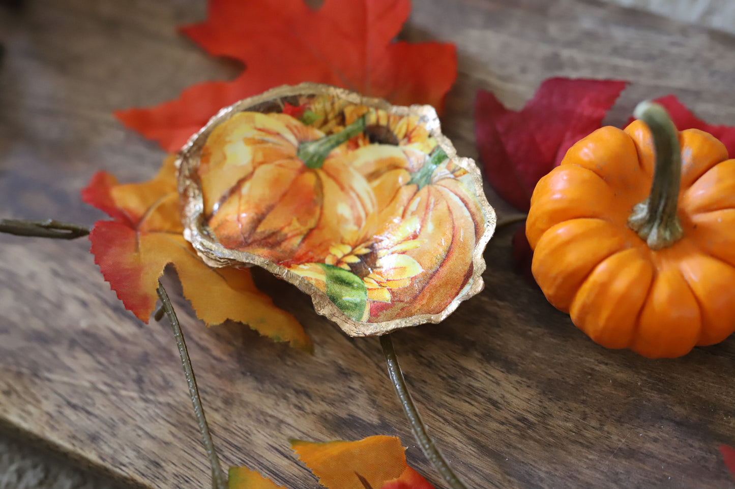 Floral Pumpkins Trinket Dish